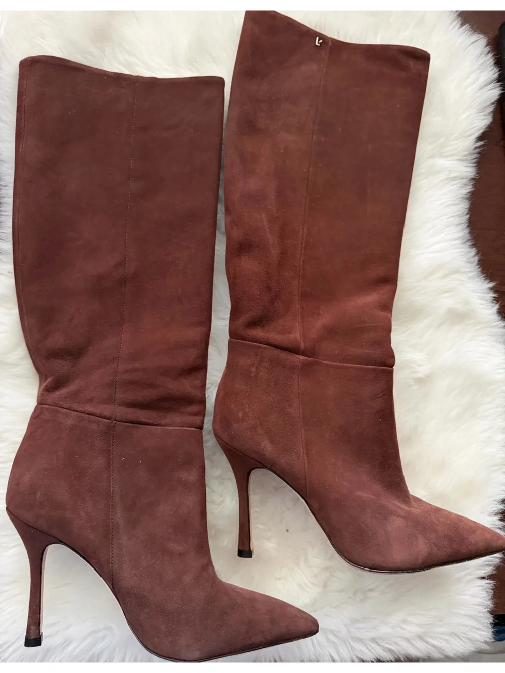 Larroude Brown Suede Over-the-Knee Pointed Stiletto Boots